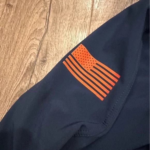 Budweiser Work Jacket Mens Size L Blue Logo American Flag Zip Fleece Lined Beer - Picture 3 of 9